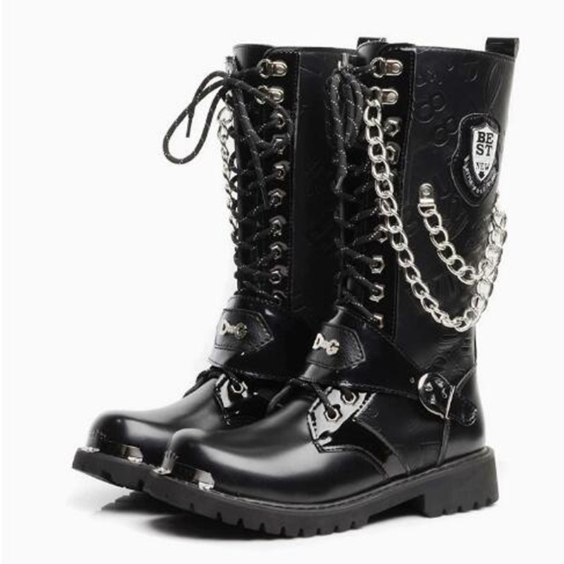 Luxury Men Motorcycle Boots Mi - огляд і ціна Steel Chain