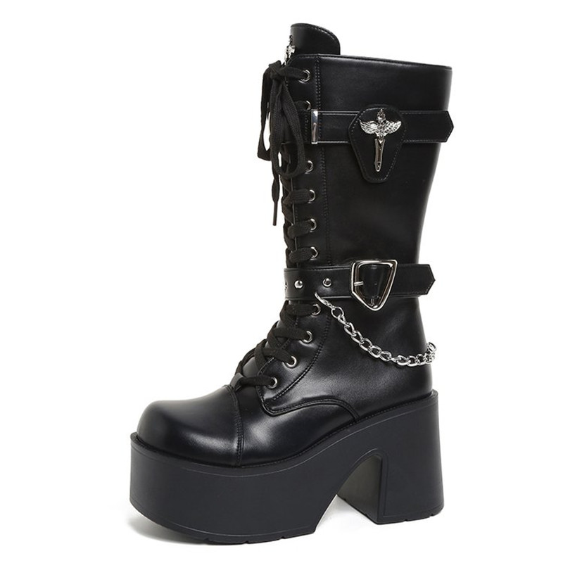 Goth Platform Chunky High Heel - огляд і ціна Motorcycle Chain